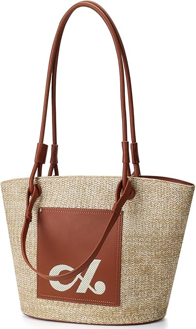 ACUARIO Straw Bag Beach Bag for Women Large Woven Purse, Summer Tote Handbag Ladies Shoulder Bag | Amazon (US)
