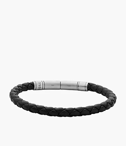 Vintage Casual Brown Braided Leather Bracelet | Fossil (US)