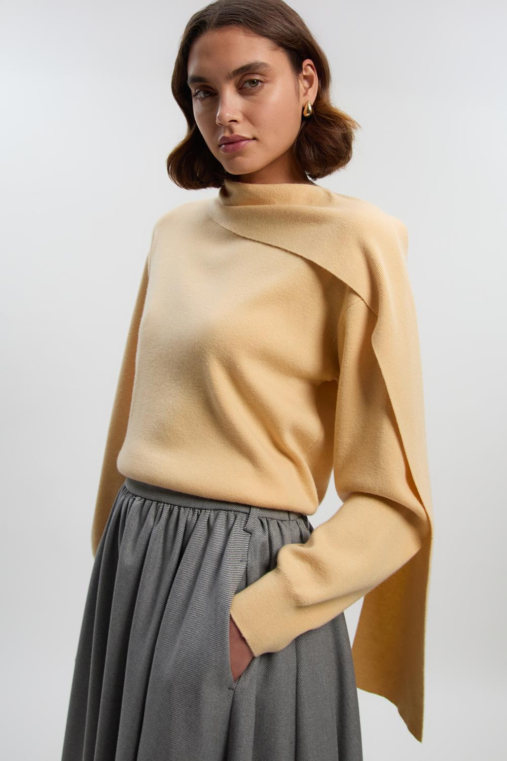 Cashmere Blend Scarf Neck Jumper | Karen Millen UK + IE + DE + NL