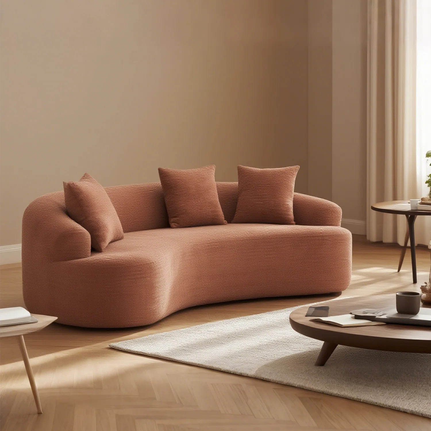 Curved Loveseat Full Compression Sponge Sofa, No-Assembly Compact Sofa For Small Spaces & Apartme... | Wayfair North America