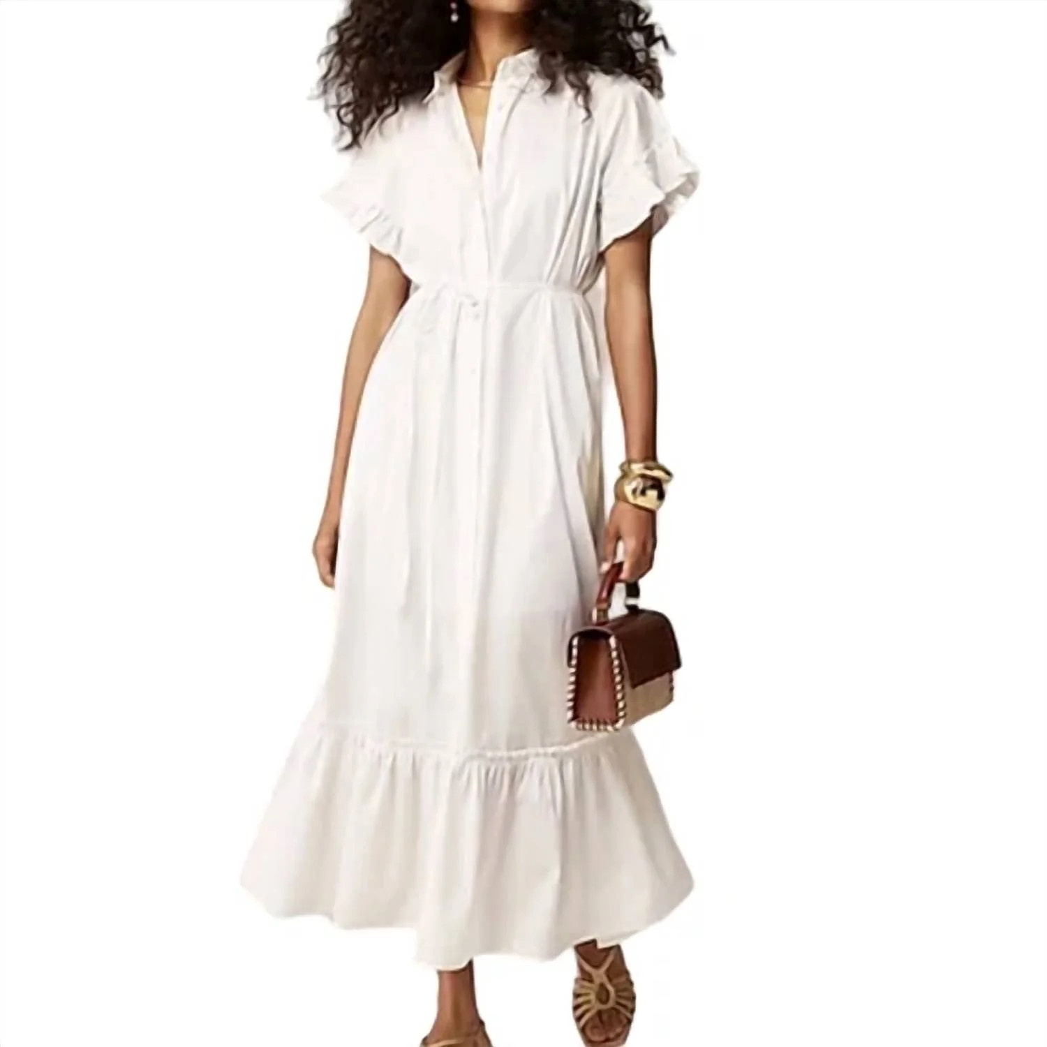 Amelia Maxi Shirtdress In White Cotton Poplin | Shop Simon