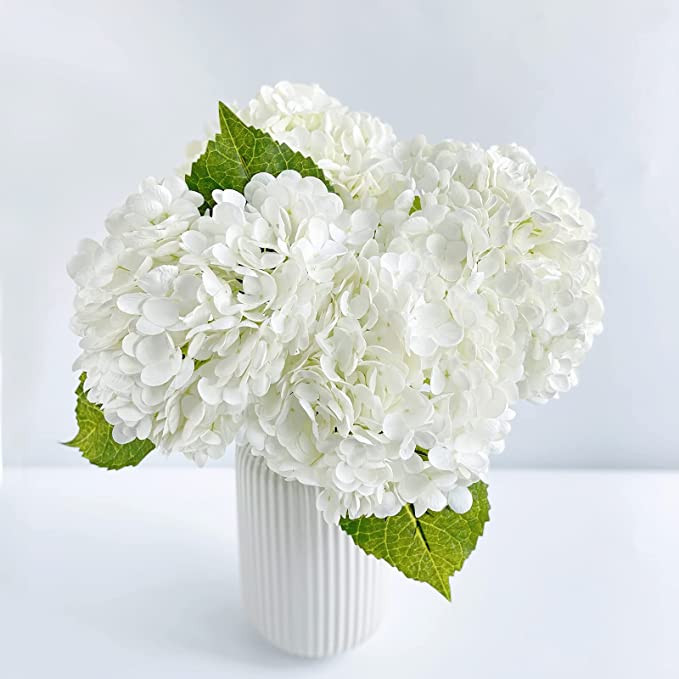 YalzoneMet 3 Pcs 21in White Artificial Hydrangea Flower Large Natural Lifelike Real Touch Hydrang... | Amazon (US)