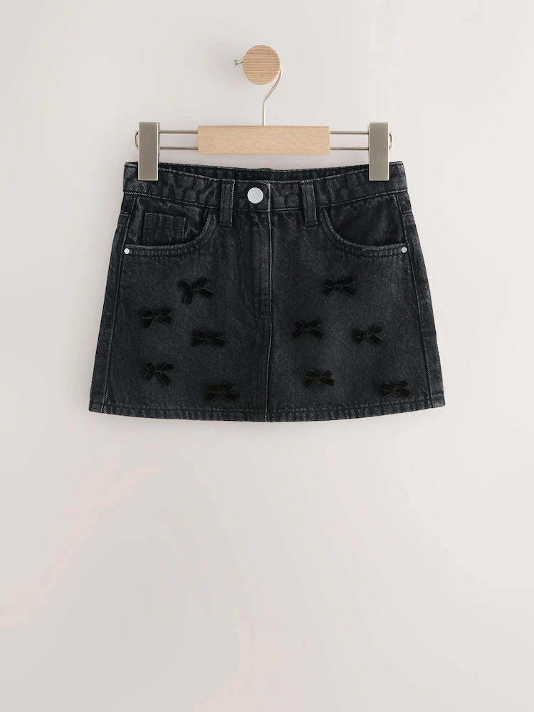 Charcoal Grey Denim Bow Embellished Skirt (3-16yrs) | Next US