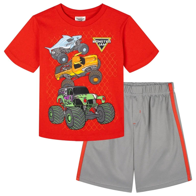 Monster Jam Grave Digger El Toro Loco Megalodon T-Shirt and Mesh Shorts Outfit Set Toddler to Big... | Walmart (US)