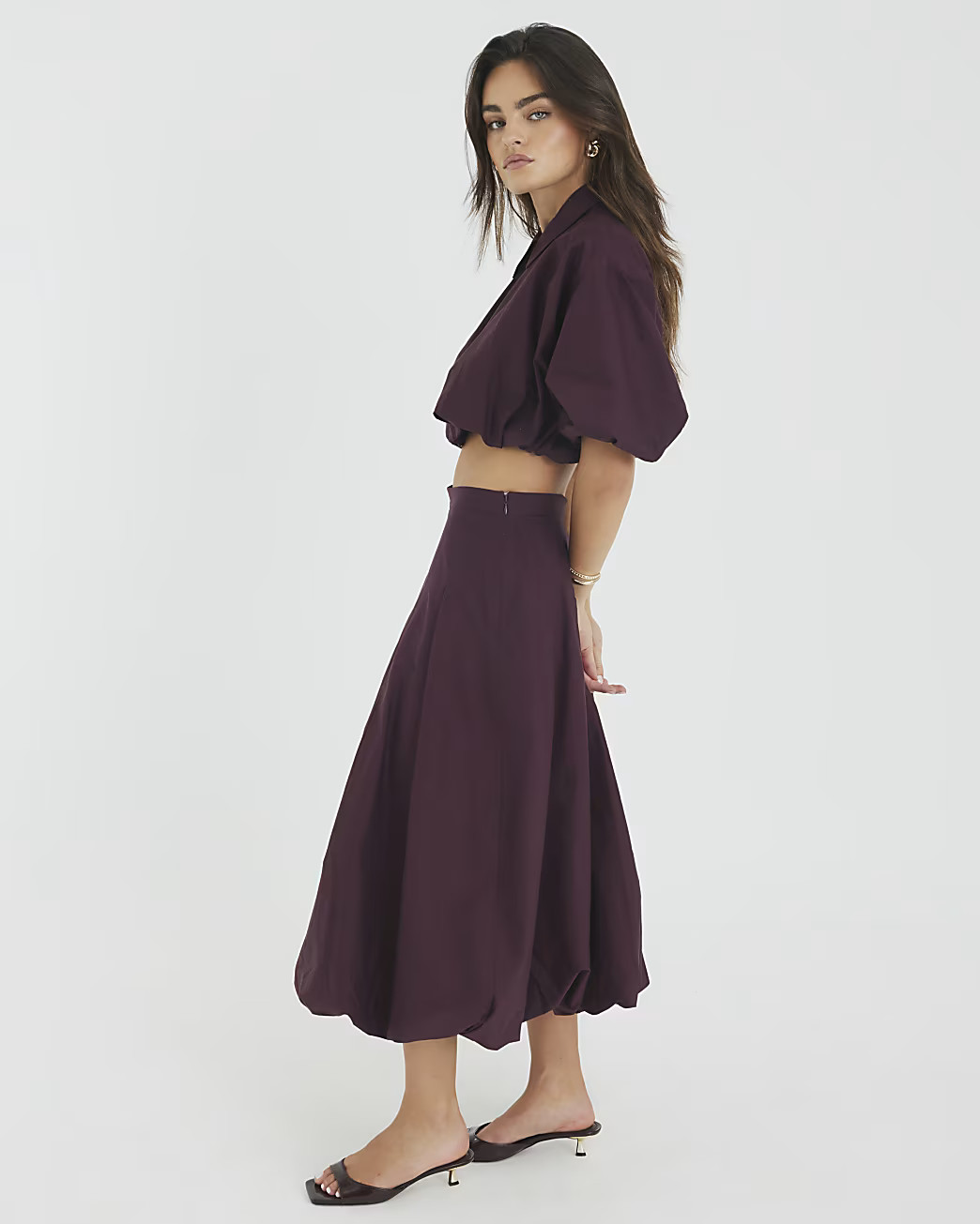 Purple Bubble Hem Midi Skirt | River Island UK & IE