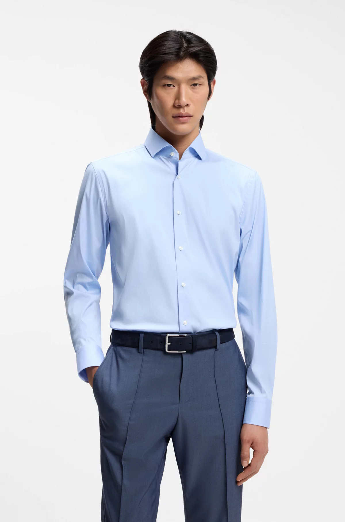 BOSS - Slim-fit shirt in easy-iron poplin | Hugo Boss (US)