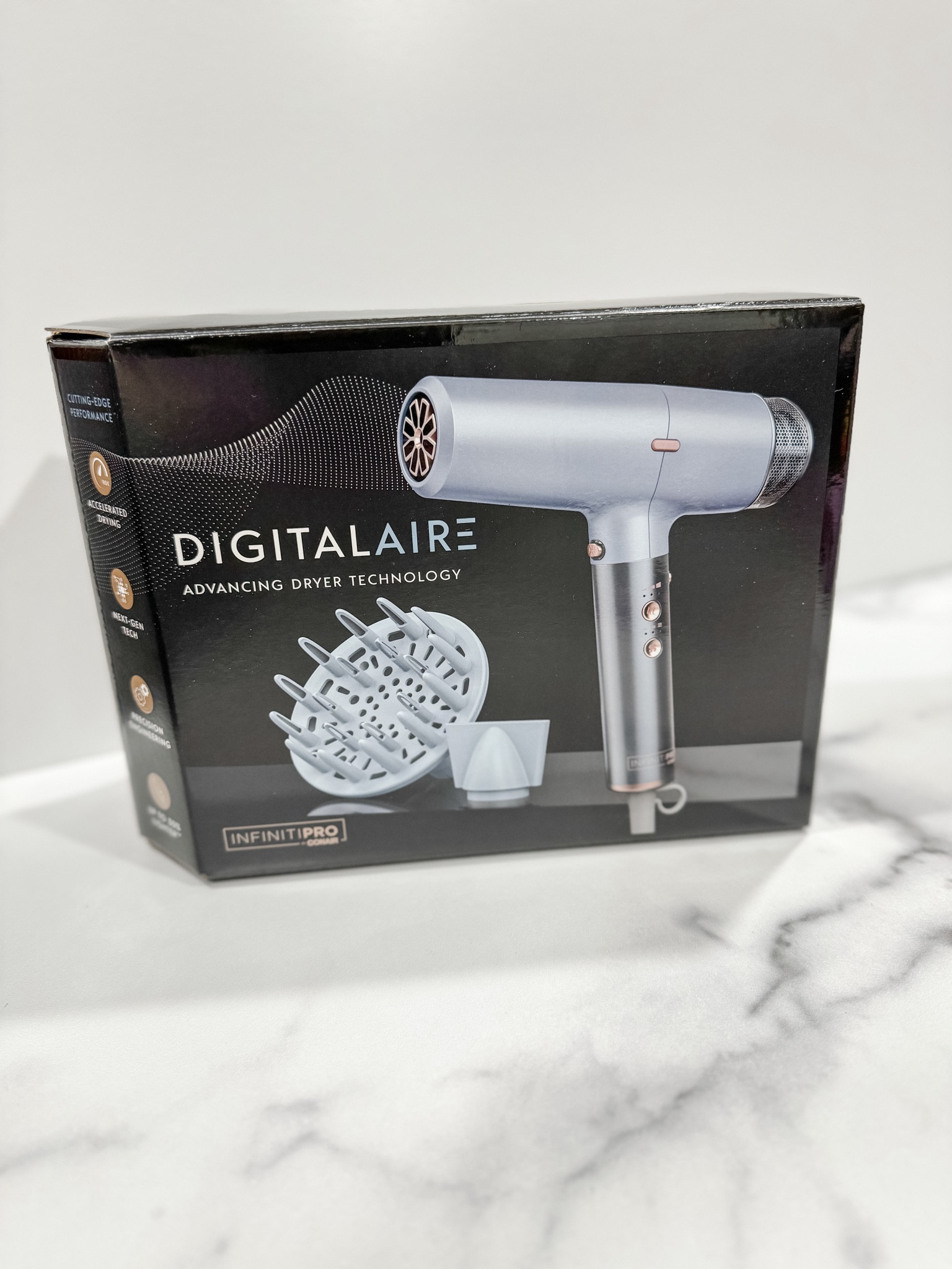 DigitalAIRE expands your styling range and delivers more, including 75% more air pressure, up to 5x more speed, and up to 50% more ceramic area, when compared to other Conair® DC motor hair dryers, for fewer hotspots and less damage. Frizz Defense® eliminates frizz with conditioning ions from a powerful internal ionic generator. Electronic toggle controls ensure precision styling and once you've perfected your look, the locking cold shot seamlessly sets it in place.

#LTKGiftGuide #LTKHoliday #LTKCyberWeek