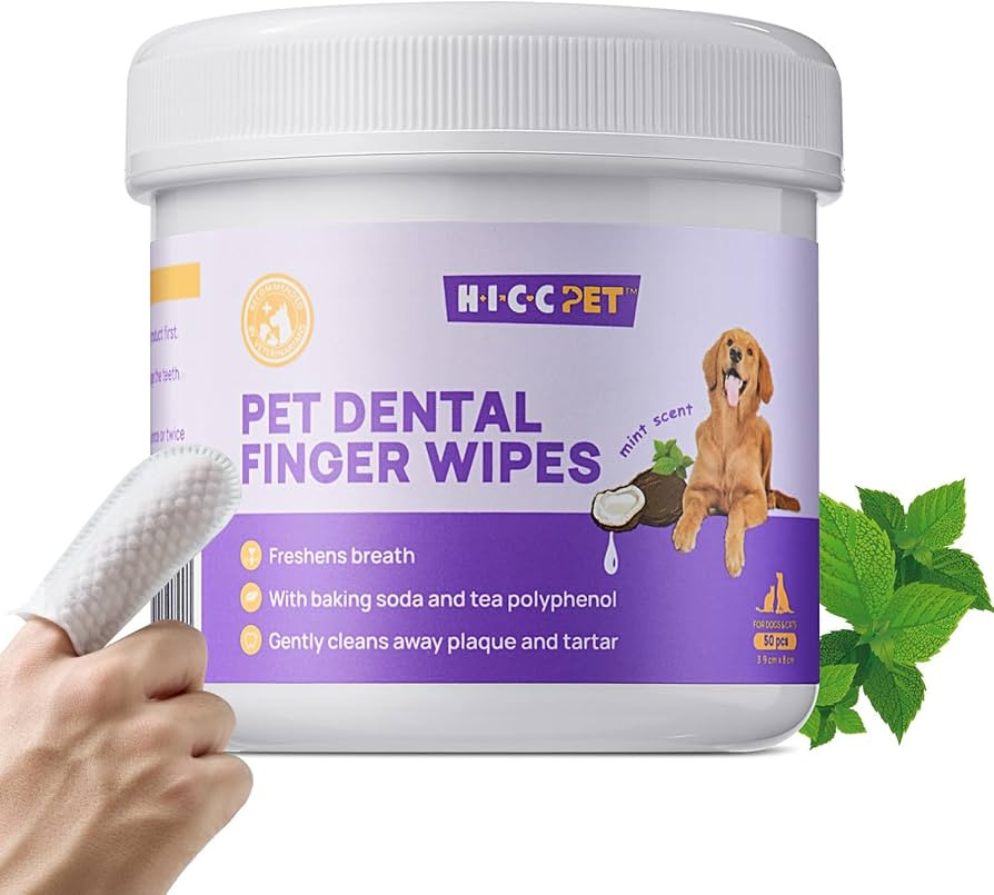 HICC PET Teeth Cleaning Wipes for Dogs & Cats, Remove Bad Breath by Removing Plaque and Tartar Bu... | Amazon (US)