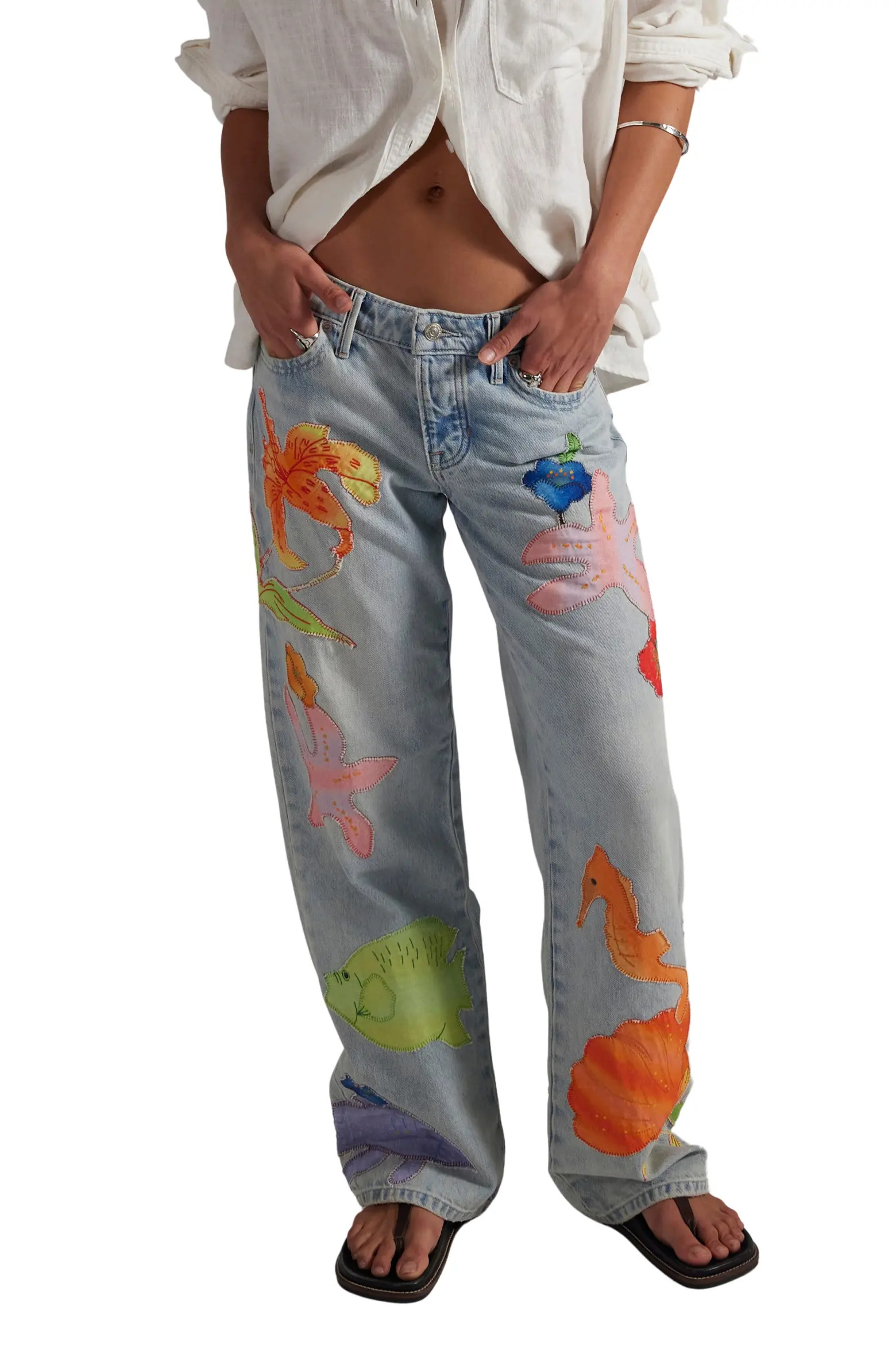 Surfside Patchwork Wide Leg Jeans (Women) | Nordstrom | Nordstrom