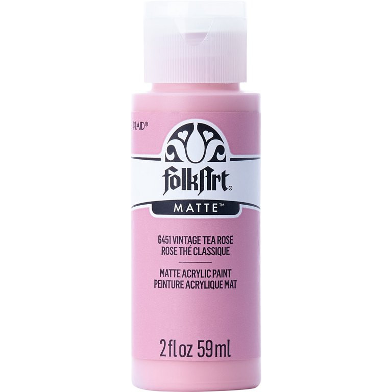 FolkArt Acrylic Craft Paint, Matte Finish, Vintage Tea Rose, 2 fl oz | Walmart (US)