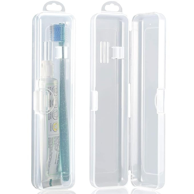 2 Pack Travel Size Toothbrush Case Holder Portable Clear Toothbrush and Toothpaste Storage Contai... | Amazon (US)