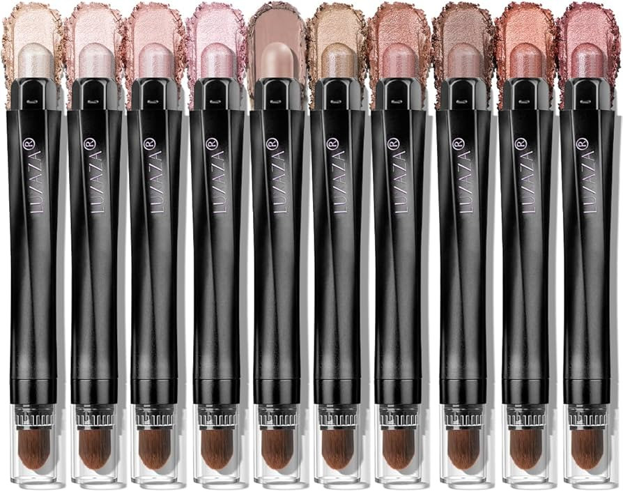 10PCS Eyeshadow Stick,Shimmer And Matte Brown Metallic Cream Eyeshadow Pencil Crayon with Smudge-... | Amazon (US)