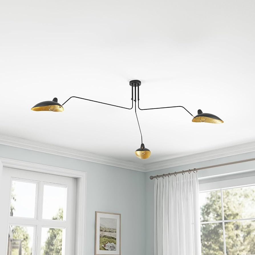 Aiwen Modern 3-Light Ceiling Light Fixture 61.02 inch Black Semi Flush Mount Ceiling Lights with ... | Amazon (US)