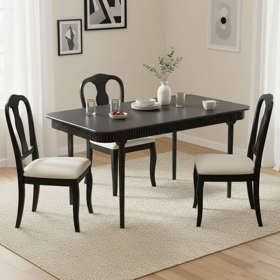 LukeAlon Mid-Century 63 Inch Solid Wood Dining Table for 4-6, Retro Farmhouse Kitchen Table with ... | Amazon (US)