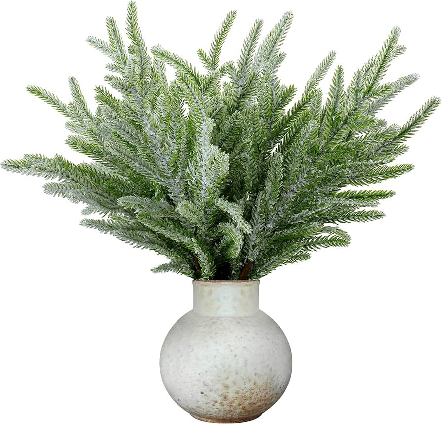 Chuangdi 12 Pcs Pine Branches 16 Inch Artificial Christmas Tree Picks Snowy Norfolk Artificial Pi... | Amazon (US)