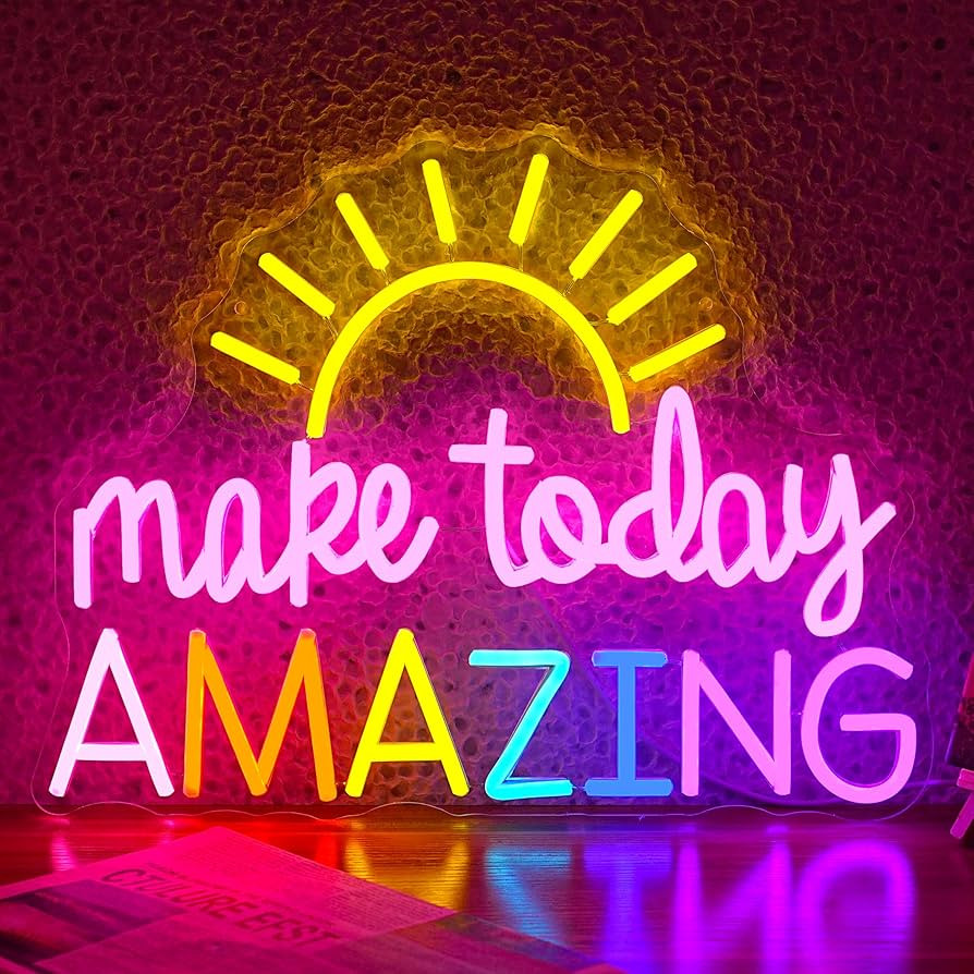 Make Today Amazing Neon Sign Yellow Sunrise Neon Light Inspirational Letter Neon Light Up Sign Bo... | Amazon (US)