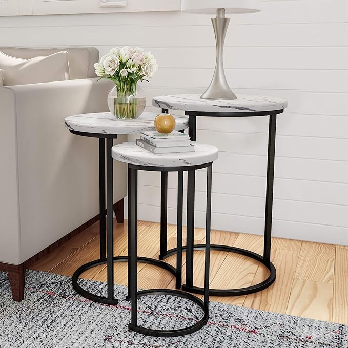 Lavish Home Round Nesting Tables, Largest Dimensions: (Diameter) 17.75”x (H) 25” Medium: (D) ... | Amazon (US)