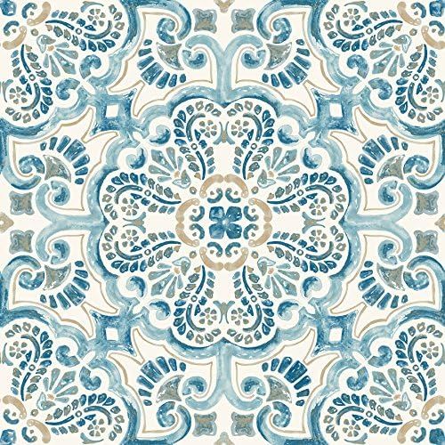 FloorPops FP2477 Fontaine Peel & Stick Tiles Floor Decal, Blue | Amazon (US)