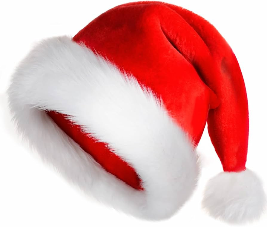 JUANANIUG Christmas Hat, Santa Hat, Xmas Holiday Hat for Unisex Adults, Extra Thicken Classic Fur... | Amazon (US)