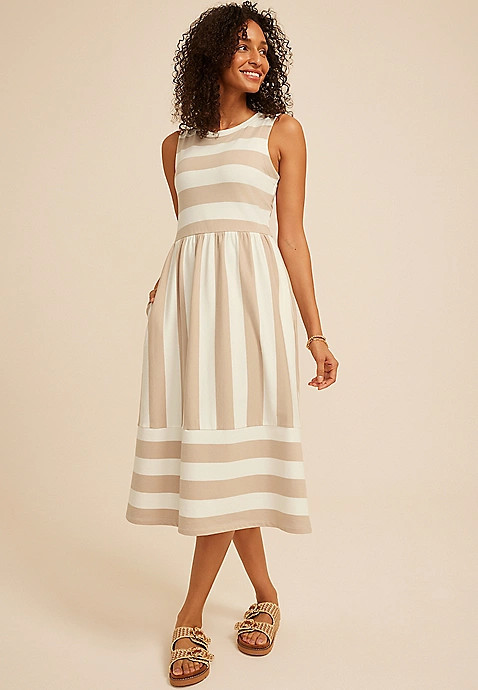 24/7 Bare Striped Midi Dress | Maurices