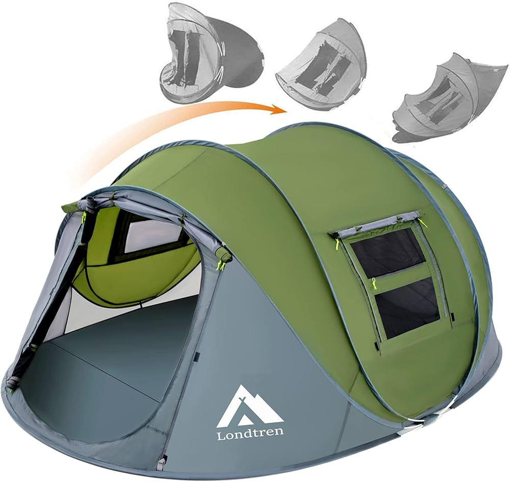 4 Person Easy Pop Up Tent Waterproof Automatic Setup 2 Doors-Instant Family Tents for Camping Hik... | Amazon (US)
