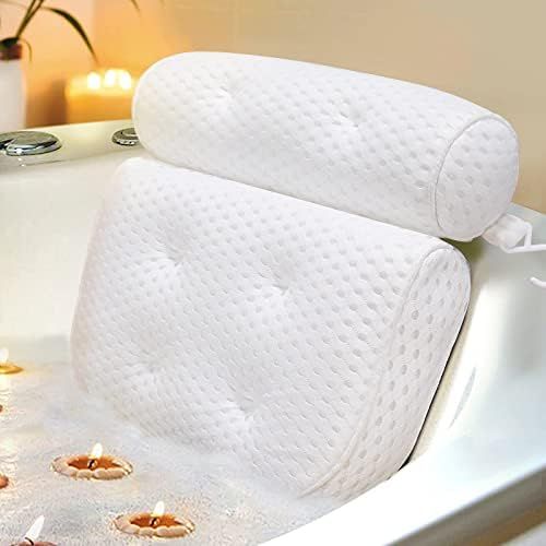Slyfoam Bath Pillow, Bathtub Pillow with Anti-Slip Suction Cups, 4D Air Mesh & Soft Spa Bath Tub ... | Amazon (US)