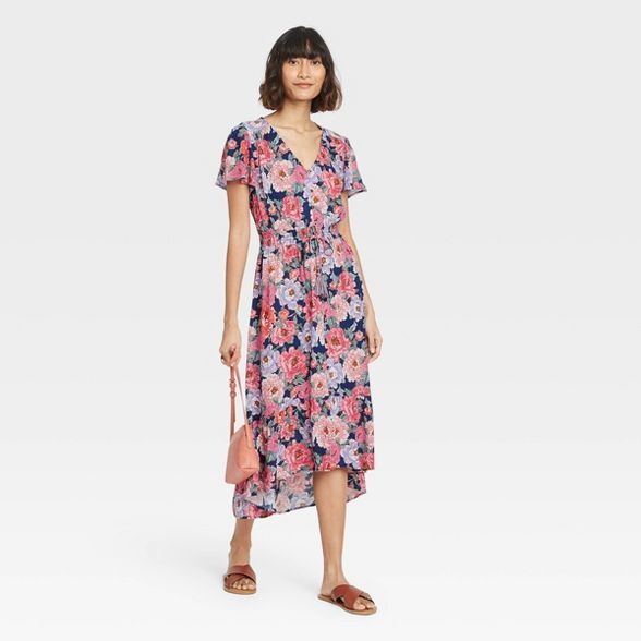 Women's Floral Print Flutter Short Sleeve Dress - Knox Rose™ | Target