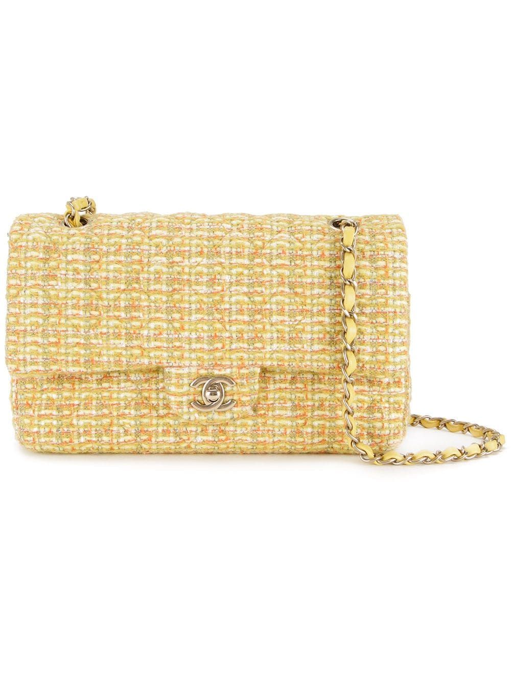 Chanel Vintage chain tweed shoulder bag - Yellow | FarFetch US