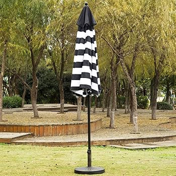Sunnyglade 9' Patio Umbrella Outdoor Table Umbrella with 8 Sturdy Ribs (Black and White) | Amazon (US)