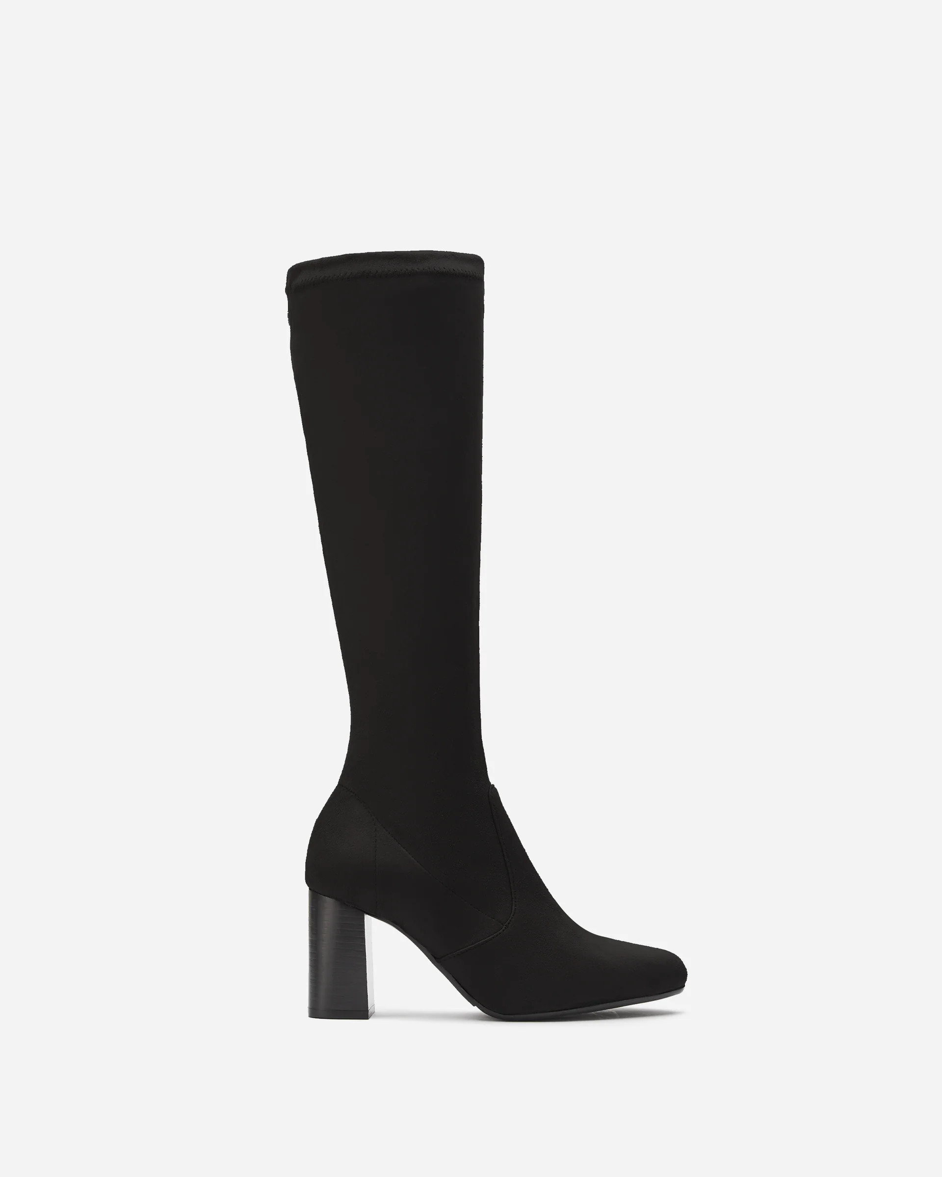 Harper Black Suedette Knee High Heeled Boots | DuoBoots | DuoBoots
