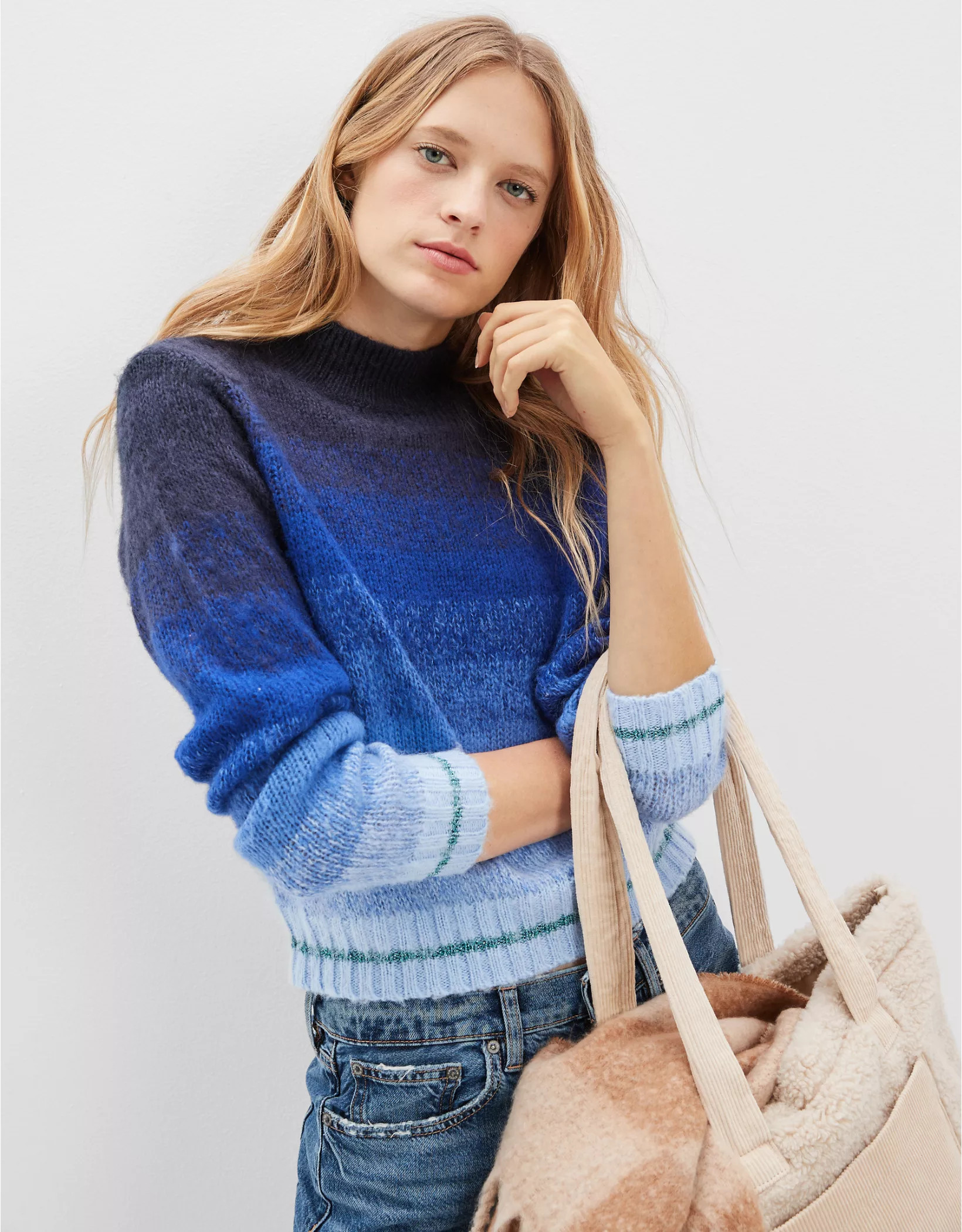 AE Ombre Stripe Mock Neck Sweater | American Eagle Outfitters (US & CA)