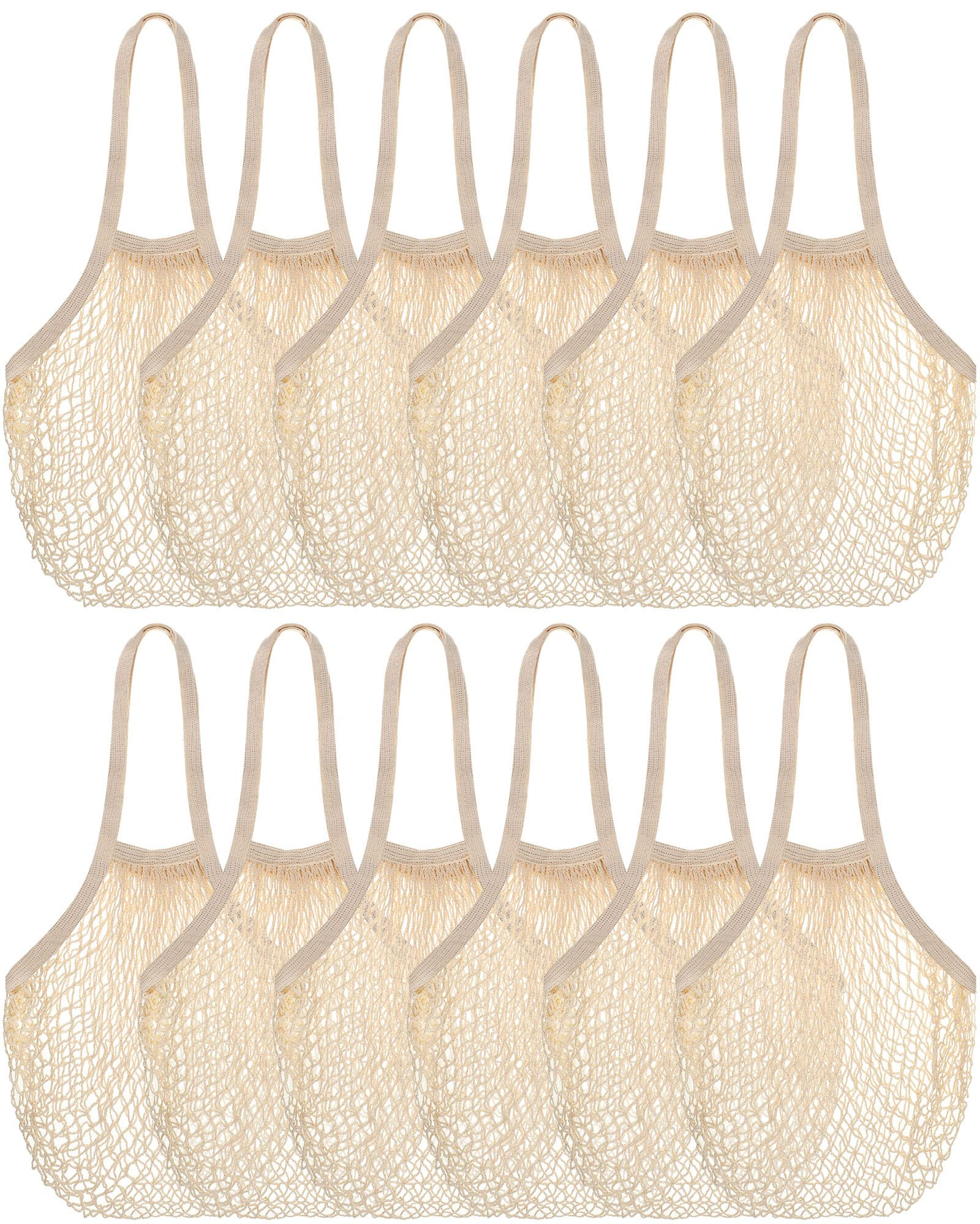 Eccliy 12 Pieces Farmers Mesh Grocery Bag Beach Bags Bulk Reusable Cotton Net Aesthetic Portable ... | Amazon (US)