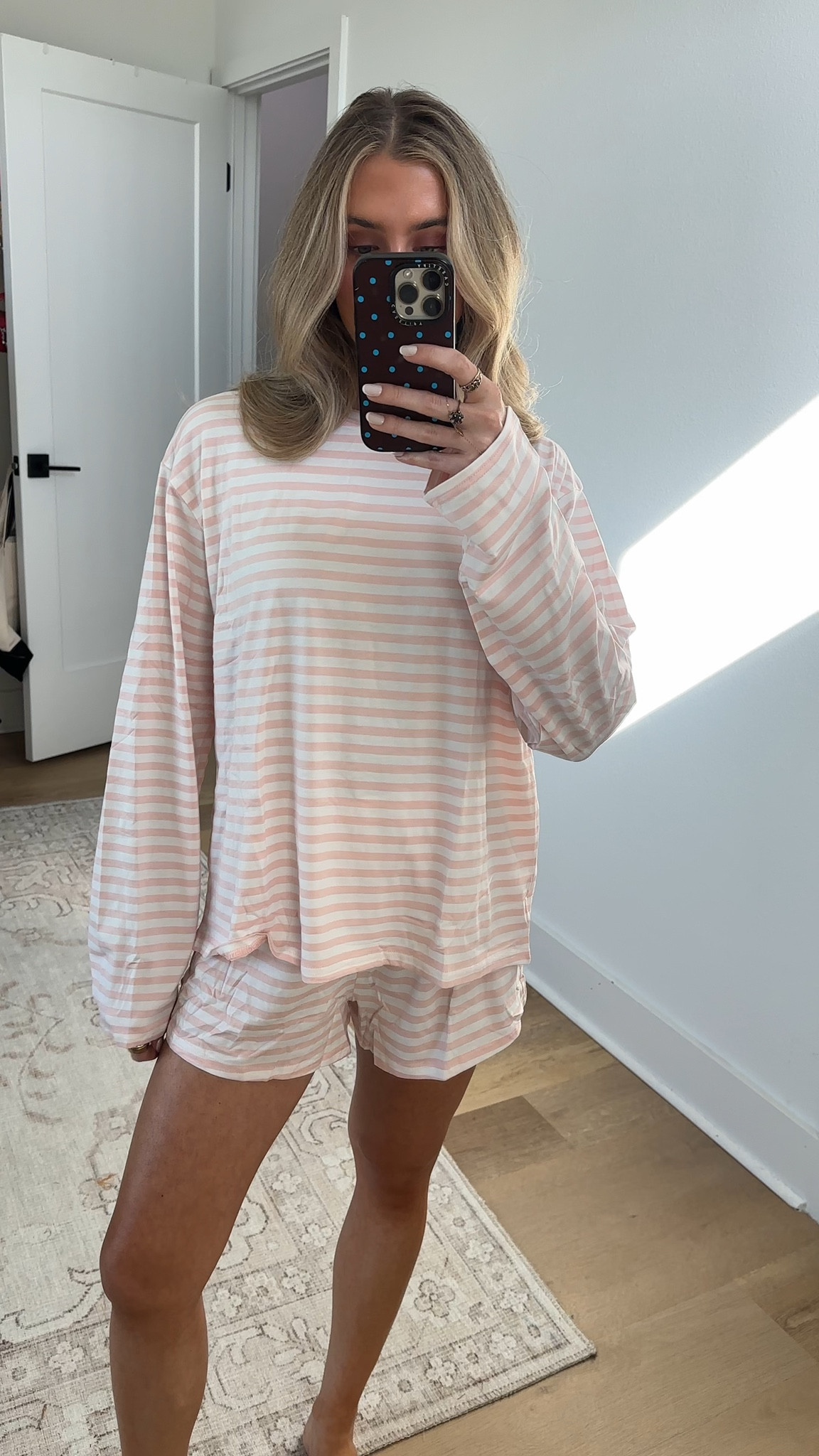 Amazon size small Womens Striped Pajamas Set Crewneck Long Sleeve Short Sets 2 Piece Oversized Loose Top Striped Lounge Set Sleepwear

#LTKgrwm #LTKootd #LTKSeasonal