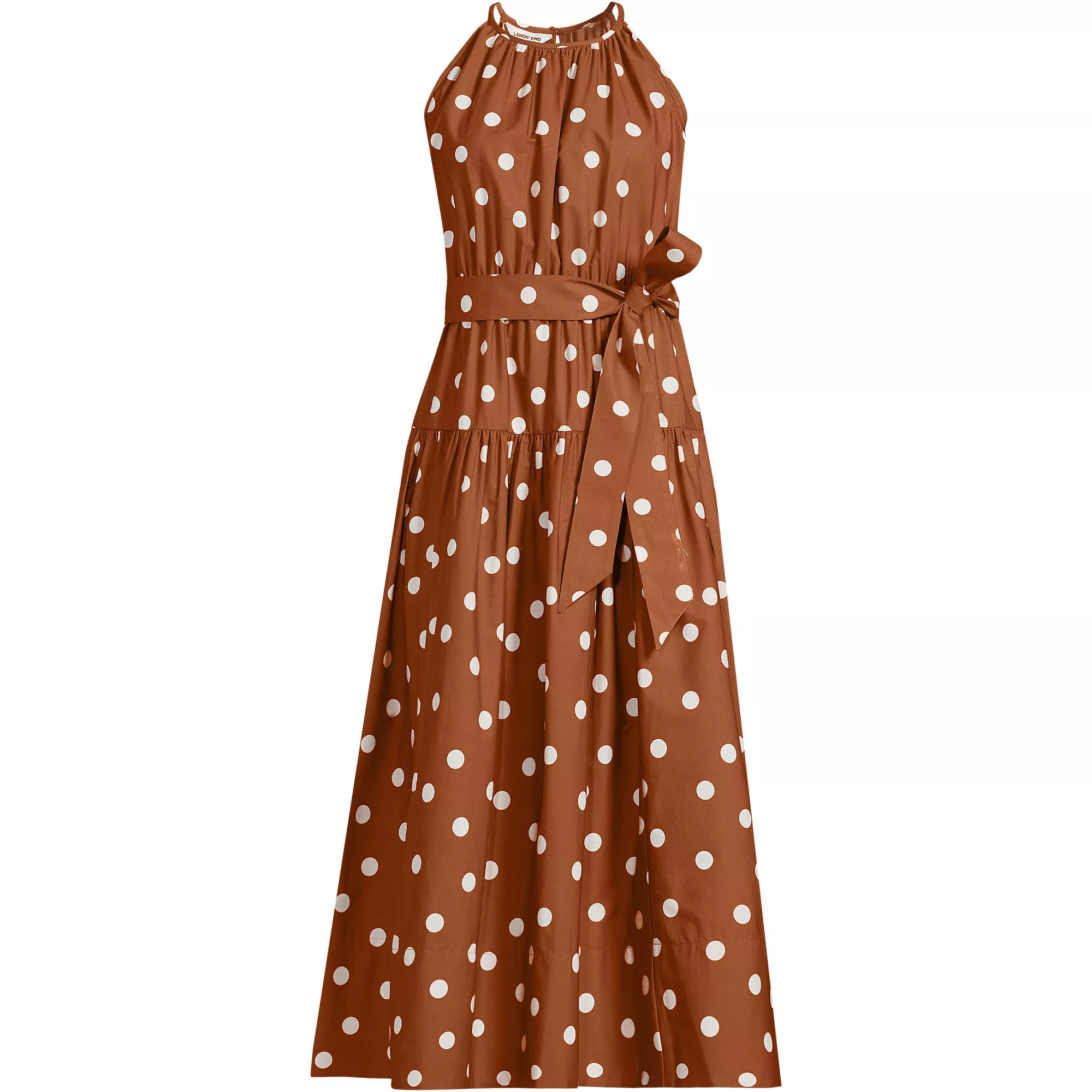 Women's Poplin Halter Midi Dress | Lands' End (US)