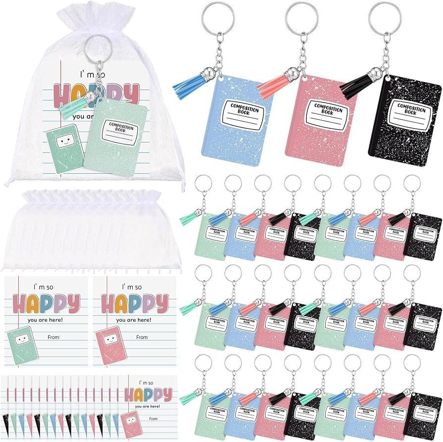 24 Sets Back to School Teacher Appreciation Gift for Students Bulk Mini Composition Notebook Keyc... | Amazon (US)