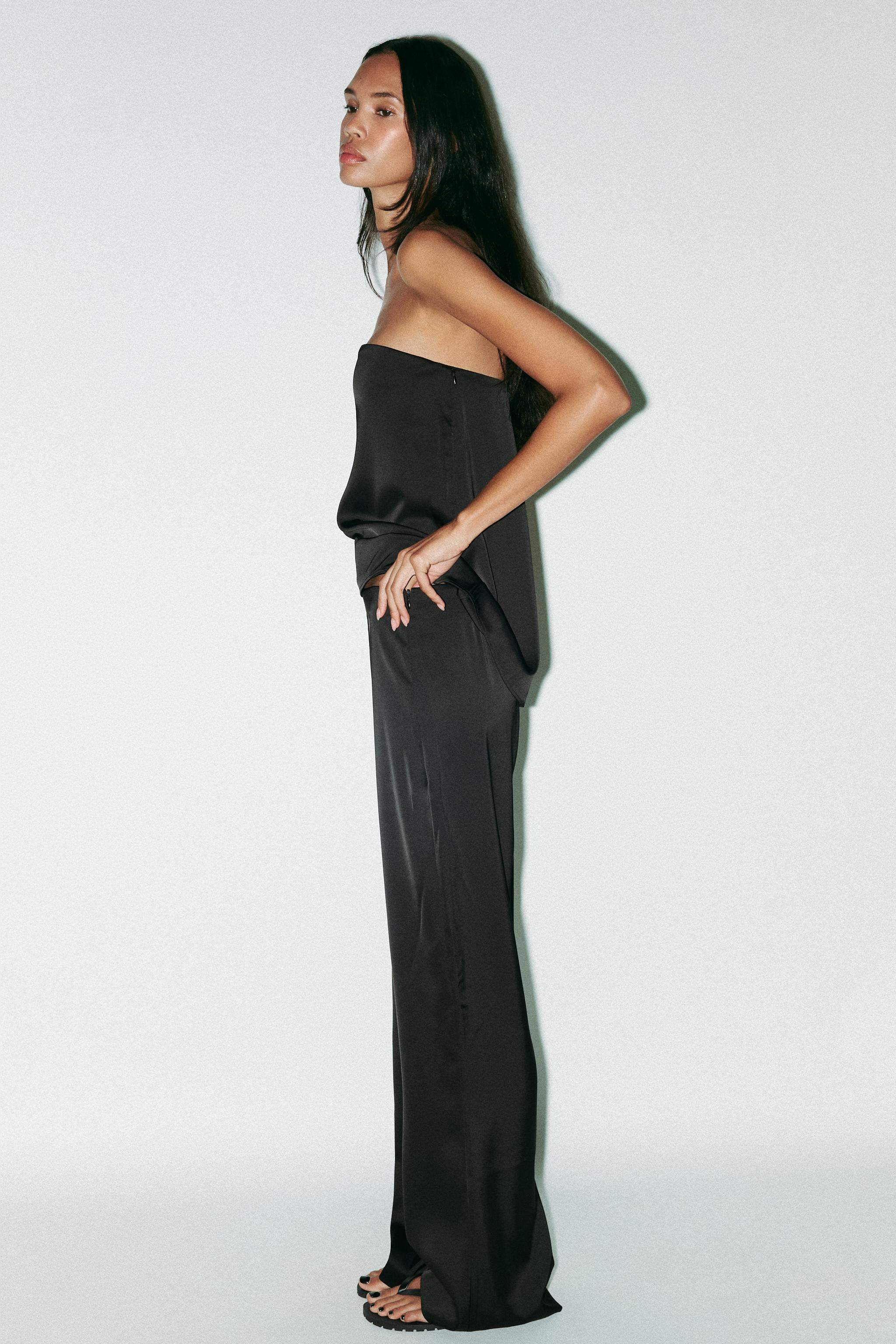 HIGH-WAIST SATIN TROUSERS | Zara US