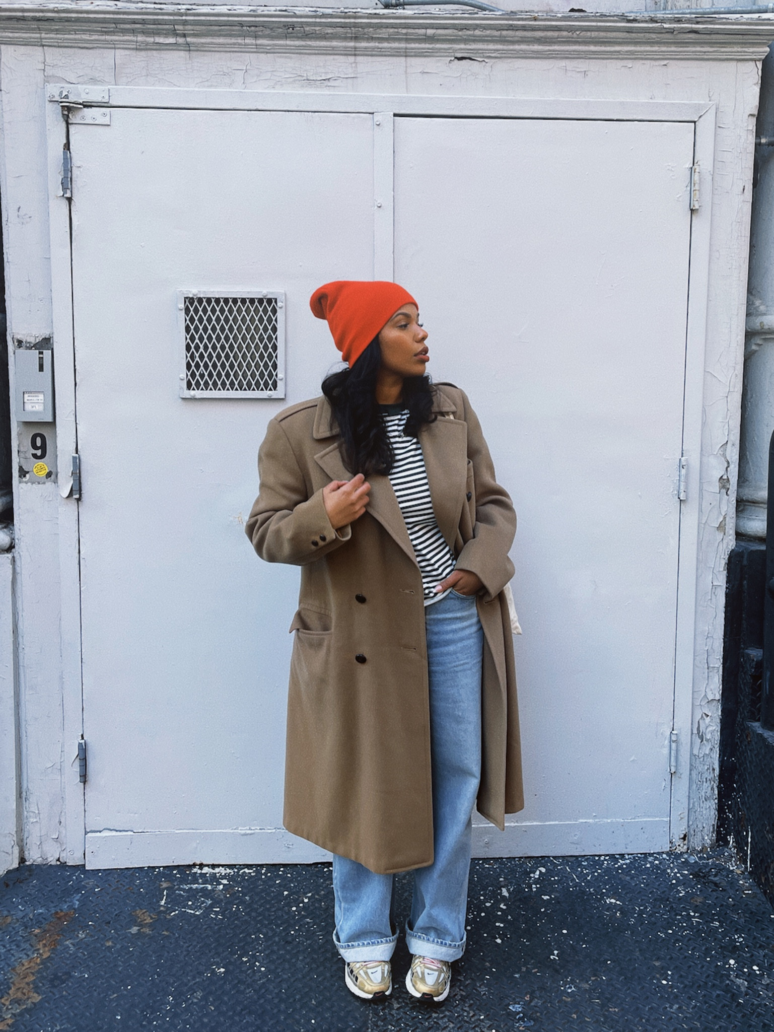 Camel coat, Nike long sleeve, neon beanie, Nike p6000, wide leg light wash jeans 

#LTKfindsunder100 #LTKmidsize #LTKstyletip