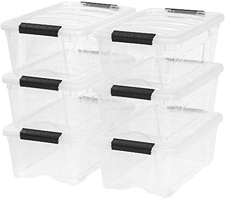 IRIS USA TB-42 12 Quart Stack & Pull Box, Clear, 6 Stack and pull | Amazon (US)