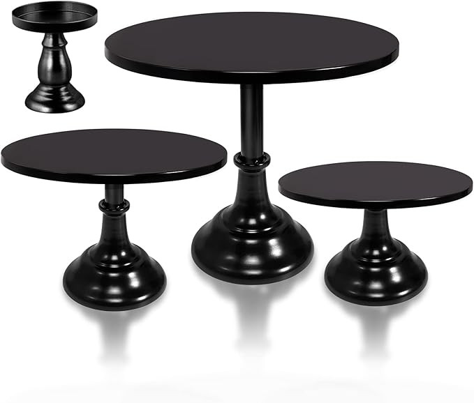 mwellewm 4 Pcs Black Cake Stand Set Round Metal Halloween Cake Stands Metal Cupcake Holder black ... | Amazon (US)