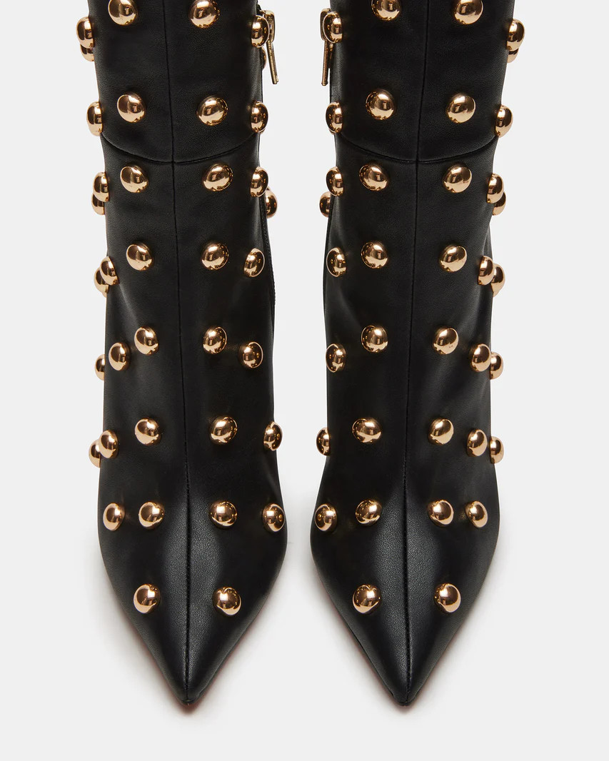 SPRITZ Black Pointed Toe Heeled Studded Boot | Women's Boots | Steve Madden (US)