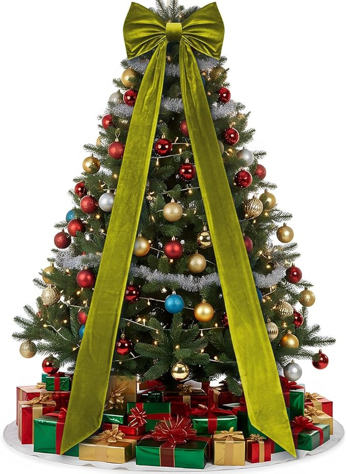 Christmas Tree Topper Bow 90x18 Inch Giant Large Velvet Bow with Long Streamers Huge Decorative W... | Amazon (US)