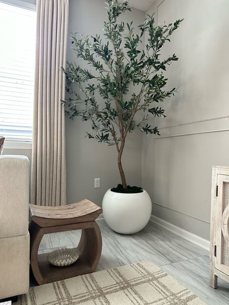 Finally found the perfect oversized sphere planter 🤩 available on multiple retailers but Walmart had it for the lowest price! Living room, bedroom, sphere planter, oversized planter, olive tree 