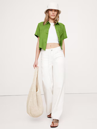 Boxy Linen Short-Sleeve Shirt | Banana Republic (US)