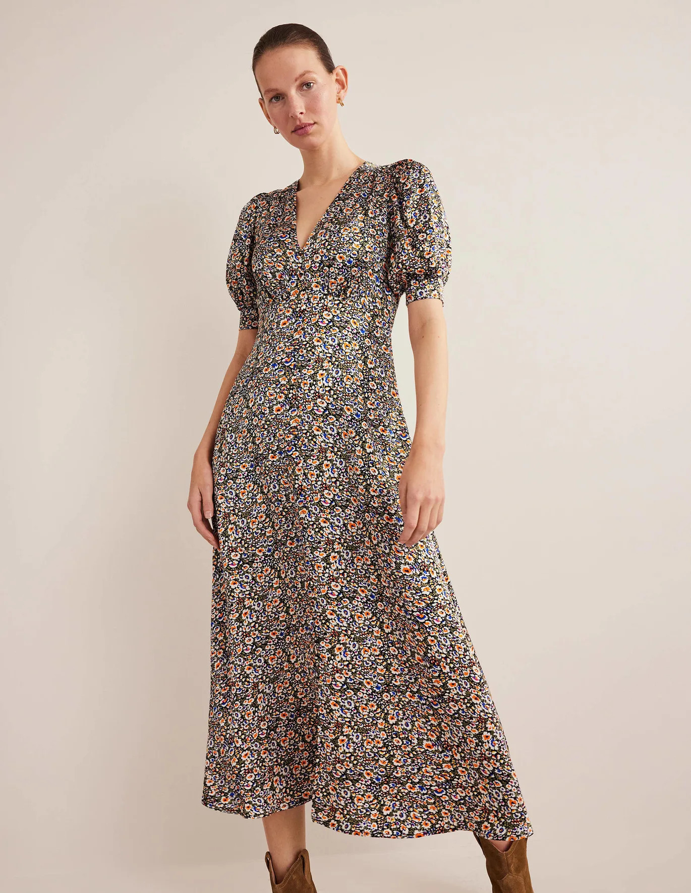 Satin Midi Tea Dress | Boden (US)