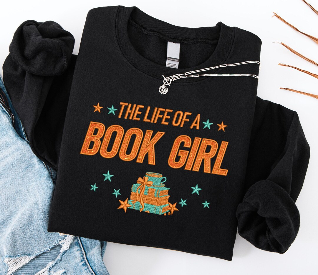 The Life of a Book Girl Sweatshirt for Fan, Embroidered Orange Glitter Shirt, Showgirl Shirt for ... | Etsy (US)