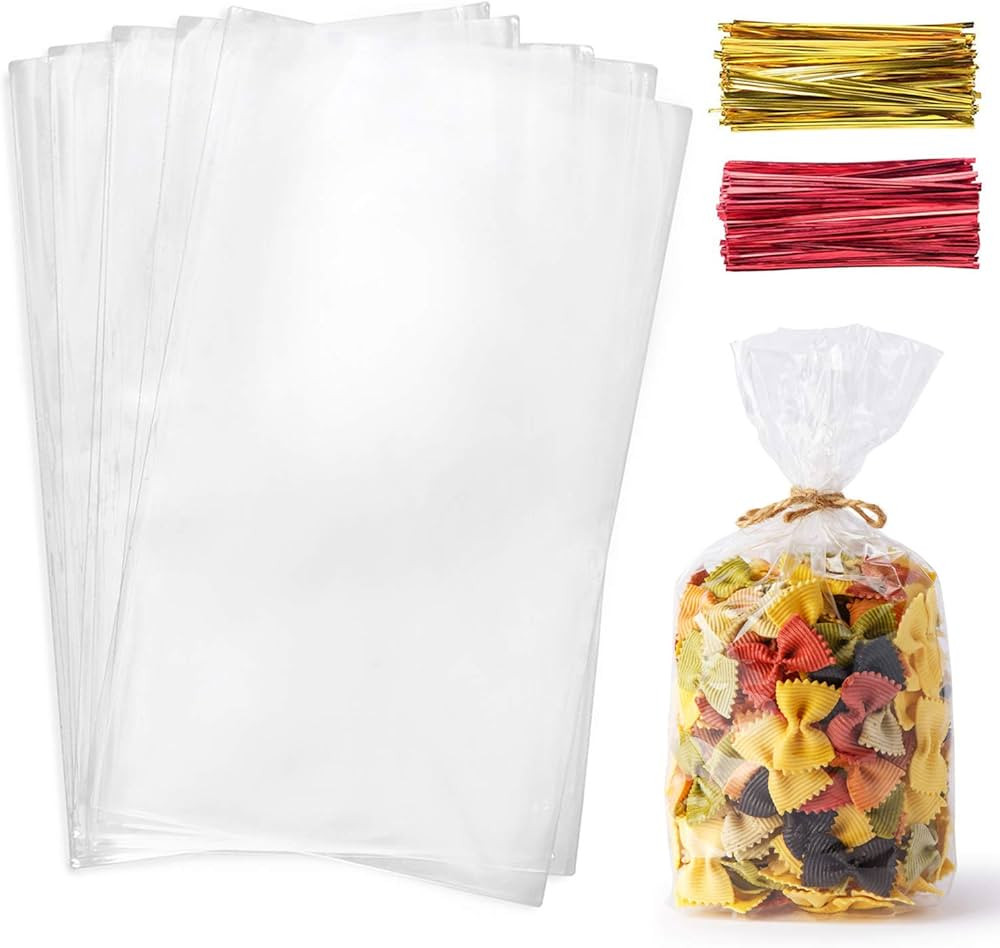 Morepack Cello Cellophane Treat Bags,200 Pieces 7x13 Inches Clear Plastic Gift Bags with Twist Ti... | Amazon (US)