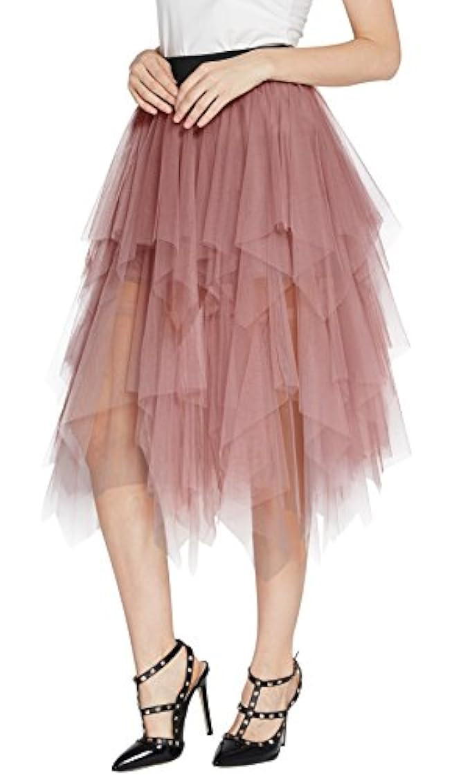 Urban CoCo Women's Sheer Tutu Skirt Tulle Mesh Layered Midi Skirt | Amazon (US)