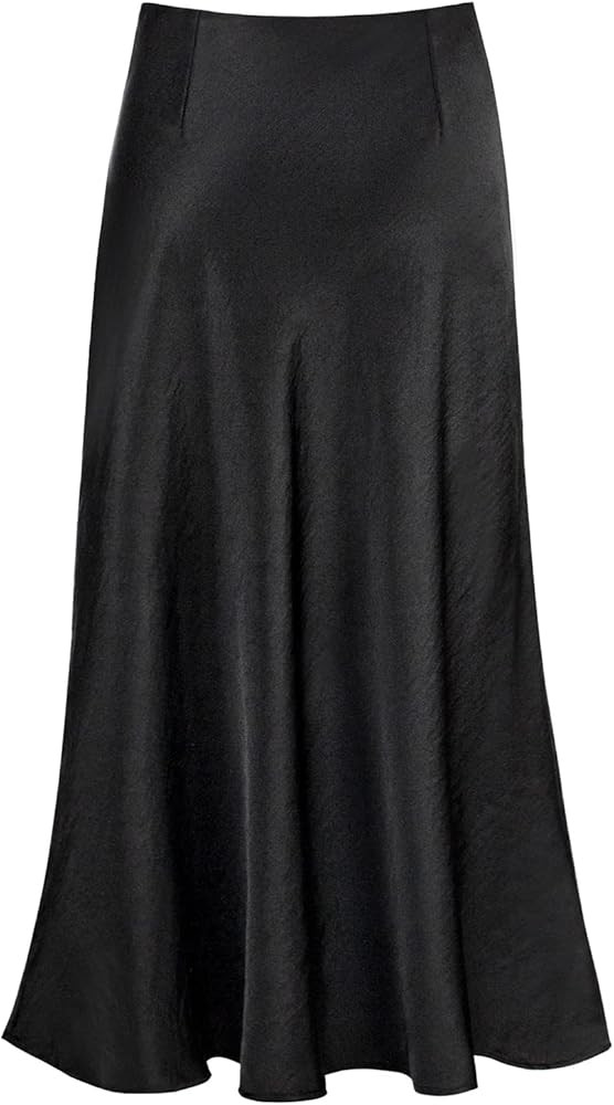 Modegal Women's Satin High Waist Hidden Elasticized Waistband Flared Casual A Line Midi Skirt | Amazon (US)