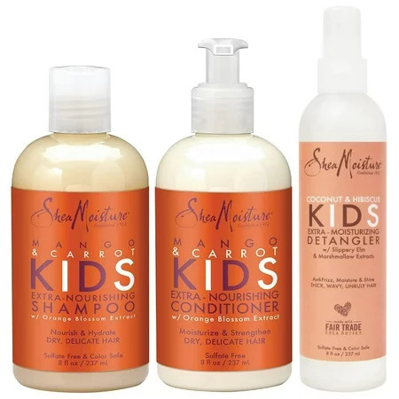 SheaMoisture Kids Nourishing Moisturizing Daily Shampoo Conditioner & Detangler with Mango Carrot & Coconut Oil Full Size Set 3 Piece | Walmart (US)