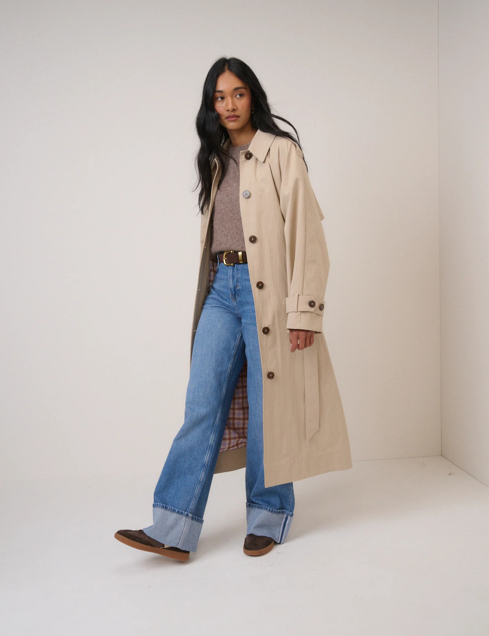 Beige Tie Waist Trench Coat | Nobody's Child